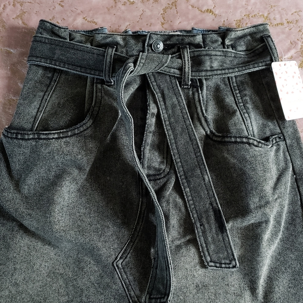 Free People Black Washed Denim Skirt - Picture 5 of 16
